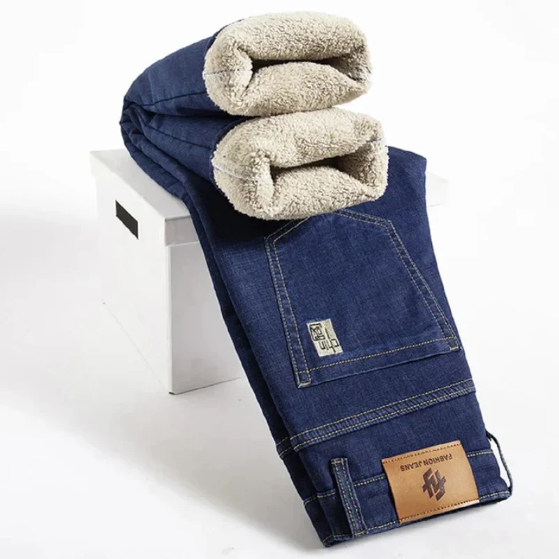 Jean homme doublé polaire hiver Denim chaud et confortable – Image 3