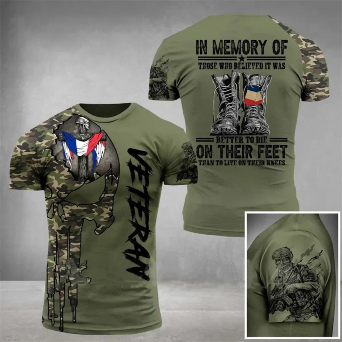 T-shirt Militaire Patriotique Style Armée Fierté Nationale – Image 8