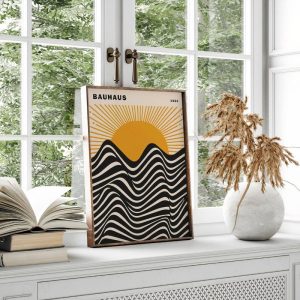 Tableau Bauhaus Vagues Noir et Coucher de Soleil