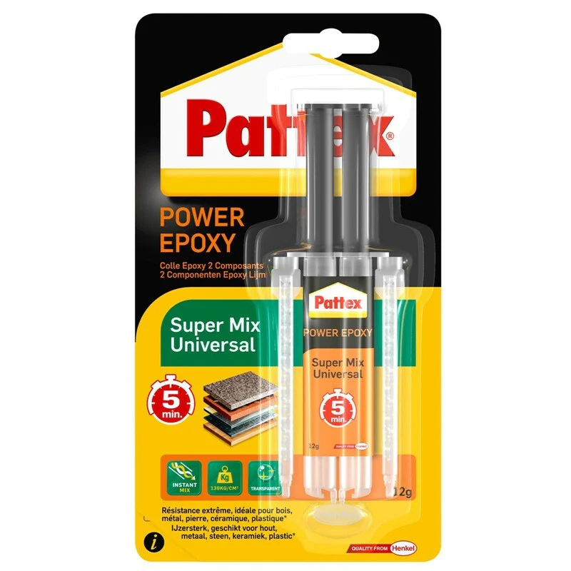 PATTEX COLLE ADHESIF BI-COMPOSANTS POWER EPOXY SUPER MIX EXPRESS 12 GR – Image 2
